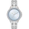 Steve Madden Orologio da donna con cinturino in vero cristallo, Azzurro chiaro/Argento