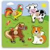 VIGA Toys-Big Wooden Knob Puzzle-Wild Animals, 50840
