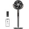 Dreo Smart Ventilatore Silenzioso 25dB, Oscillazione a 120°+105°, Portata di 30M, Volume d'aria 1650m³/h Ventilatori con Telecomando,8 Velocità, 6 Modalità, Timer da 12H, Compatibile con Alexa, Nero