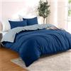Dreamzie - Copripiumino Matrimoniale 260x240 cm + 2 Federe 65x65 cm | Reversibile · Sacco Piumino · Blu Scuro/Blu Grigio · Microfibra Ultra Morbida · 3 Pezzi · Chiusura con Cerniera · OEKO-TEX