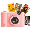 KODAK Smile+ Fotocamera istantanea digitale 2-in-1 e stampante fotografica Bluetooth - 10MP, obiettivo rotante, foto adesive Zink 2x3", stampa da app divertente su dispositivi smart - Rosa