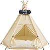 Whiwhi Tenda a forma di Teepee per cani con cuscino lavabile e reversibile, tana di lusso per cani e gatti, casetta per giocare - 60 x 60 x 70 cm
