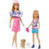 Barbie - Set da 2 bambole Barbie e Stacie, con abiti estivi e due cuccioli, tanti accessori inclusi, dal film Stacie to the Rescue, giocattolo per bambini, 3+ anni, HRM09