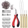 YANTAISIYU Set di strumenti di estensione dei capelli: pinze per l'estensione dei capelli, micro ago e micro anello in silicone (marrone)