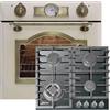 Kaiser Set da forno EH 6355 ElfEm+KCG 6383 Turbo, Autark, Retrò, girarrosto, 8 funzioni+piano cottura a gas da incasso 60 cm, vetro nero, gas naturale/propano, 3,8 kW WOK