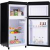 Ymkua Frigorifero Piccolo, Frigorifero Combinato 72 L (21+51), 45x46x91 cm Frigo Da Camera, Mini Frigo Bar con LED luce e Ripiani Rimovibili, Freezer Separato Doppia Porta, 120 kWh/anno (Black)
