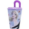 Stor Frozen - Bicchiere per bambini, riutilizzabile, con coperchio e cannuccia, 430 ml
