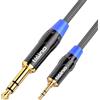 Tisino Cavo jack 3.5 to jack 6.3, Cavo Aux Audio Jack 3,5 mm a 6,35 mm Adattatore Jack Cavo Per Tablet, laptop, Mixer Audio, Smartphone, Amplificatori,etc.- 1M