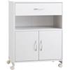 Vinsetto Mobile Porta Stampante con Cassetto e Armadietto, Mobiletto Basso Multiuso in Legno con 4 Ruote, 60x39x80cm, Bianco
