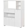 HOMCOM Credenza da Cucina per Microonde e Forno, Mobile Cucina con Armadietti, Mensole e Cassetto, Mobile Dispensa Moderna in Truciolato per Soggiorno, 90x40x120 cm, Bianco
