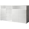 MB Muebles Bonitos, Credenza Madia Clark L, Soggiorno Moderno, LED, Bianco Lucido, 150x82x40cm