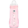 MAM Biberon Easy Active Baby Bottle 330 ml, Biberon MAM per bambini attivi ergonomico e pratico, Accessori neonato 4+ mesi per l'allattamento con tettarella misura 3 piatta e simmetrica, Rosa