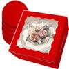 Gcardist - Set di 5 scatole per torte con finestra e 5 sottotorta rotondi da 20,3 cm, contenitori per torte (20,3 x 20,3 x 12,7 cm, rosso)