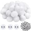 TOAOB THE ONE AND ONLY BABY TOAOB 50 Pezzi Pom Pom 4cm Bianco Piccoli Pompom Ponpon 40mm Pompon e 100 Bianchi e Neri Occhi Adesivi per Portachiavi Fai da Te Crafts Decorazioni Bigiotteria Cucito