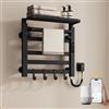 EMKE Scaldasalviette elettrico da bagno, 500 x 500 mm, intelligente a temperatura costante, scaldasalviette elettrico con ripiano, Right 140 W, nero