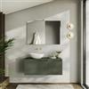 DEGHI Mobile bagno sospeso 100 cm verde cemento cannettato con top e specchio - Konai