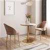 DEGHI Tavolo rotondo 70 cm top in pietra siterizzata bianco effetto marmo e base oro in acciaio spazzolato - Caio Deluxe