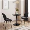 DEGHI Tavolo rotondo 70 cm top in pietra siterizzata nero effetto marmo e base nero in acciaio spazzolato - Caio Deluxe