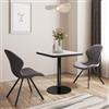 DEGHI Tavolo 70x70 cm top in pietra siterizzata bianco effetto marmo e base nero in acciaio spazzolato - Caio Deluxe