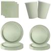 Embhlitfe Set di stoviglie per feste, 50 pezzi, verdi per feste, tazze e tovaglioli di carta, piatti di compleanno e tovaglioli per picnic, matrimoni, baby shower, feste