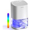 Liwankaqi Deumidificatore elettrico, 1000 ml, silenzioso, con 7 colori LED, spegnimento automatico per bagno, camera da letto