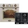Kaiser Set da forno EH 6355 ElfEm+KCG 6380 Turbo, Autark, Retrò, girarrosto, 8 funzioni+piano cottura a gas da incasso 60 cm, vetro nero, gas naturale/propano, 3,8 kW WOK