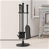 Kingson Set di 4 attrezzi per caminetto in ghisa, include spazzola, pala, attizzatoio, supporto, diametro 16,5 x 53 cm, set di accessori per caminetto
