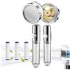 Dabeto Soffione doccia a risparmio d'acqua, soffione doccia a elica con filtro, doccetta girevole a 360°, soffione doccia a risparmio energetico con funzione di arresto, soffione doccia contro il