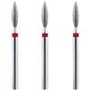 Natury Nails Set di 3 frese diamantate tipo fiamma per unghie, 2,3 mm, punta da trapano per manicure russa (a grana fine)