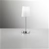 PERENZ Abat Jour in Metallo Cromo lucido lampada da tavolo con Paralume in Stoffa colore Bianco Diametro 13 cm Altezza 37 cm Lampadina 1xE14 max. 40W non inclusa