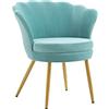 IlGruppone Poltrona Conchiglia Camera da Letto in Velluto Design Moderno, Sedia Classica con Gambe in Metallo Placcato Oro - Poltroncina per Salotto con Seduta Morbida Imbottita Modello Maddina - Tiffany