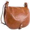 FFB Florence Factory Bags Borse a Tracolla e Zaini Silvy - Cognac in Vera Pelle, Made in Italy