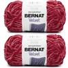 Bernat Velvet Gomitolo di filato, confezione da 2 pezzi da 300 g, poliestere, n.5 (spesso), 300 m, per lavoro a maglia e uncinetto, rosso