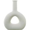 DRW Vaso da Tavolo con Un Foro in Ceramica Tono Crema Ruvida, Medidas: 19x7x26cm