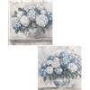 DRW Quadro su tela di vaso con fiori dipinti a mano in bianco. Blu e verde 60 x 3 x 60 cm