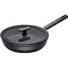 Fiskars Padella con coperchio, Hard Face, Diametro 26 cm, Capacità: 2,8 litri, Adatta a tutti i piani cottura, Rivestimento antiaderente, Antigraffio, Alluminio/plastica, Nero, 1075529