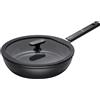 Fiskars Padella con Coperchio, Hard Face, Diametro 28 cm, Capacità: 3,5 litri, Adatta a Tutti i Piani Cottura, Rivestimento Antiaderente, Resistente ai Graffi, Alluminio/Plastica, Nero, 1075530