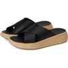 Fitflop F-Mode Espadrille Leather Flatform Cross Slides, Sandali a Ciabatta Donna, Nero, 36 EU