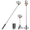 PINHEN Treppiede per selfie stick stabile con telecomando Bluetooth rimovibile, compatibile con iPhone 15 Pro Max/15 Plus/14/13, Samsung, LG, Google Smartphone (nero)