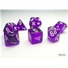 Wondertrail Chessex - Mini dadi traslucidi viola con numeri bianchi, 10 mm, set da 7