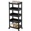 VIRSUS Carrello Salvaspazio Portaoggetti a 5 RIPIANI colore NERO 9570, Misura 35,5x22x85 cm, Scaffale Multiuso con 4 Ruote per Bagno, Cucina, Garage, Lavanderia