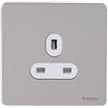 Schneider Electric Ultimate - Presa singola senza viti con piastra piatta, 13 A, GU3450WPN, nichel perlato con inserto bianco
