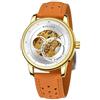 FORSINING Orologio meccanico da uomo automatico a carica manuale orologio da polso cinturino in pelle scheletro grande quadrante impermeabile orologi da uomo business, bianco