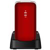 Majestic 300040 Telefono Flip Attivo Sileno 40R, 10,3(H) x 5,1(L) x 1,9(P) cm con display TLF a colori tasto SOS, Sim GSM (no UMTS), Bluetooth e Torcia Led, Rosso