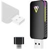 Generic Hanzete - Adattatore di trasmissione wireless 2 in 1 per auto, con modulo di trasmissione cablato a wireless, scatola di collegamento per cellulare, USB-A/USB-C, Plug & Play, con luce ambientale