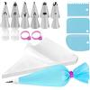 BigKego 120 Pezzi Beccucci sac a Poche Kit con 101 sac a Poche 12 Beccucci in Acciaio Inox 2 Adattatori per sac à Poche 2 Legacci in Silicone 3 Raschietti per Torta