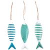 Logbuch-Verlag Pesci decorativi da appendere, set 6 pezzi: ornamenti marini in metallo, blu, turchese & bianco, decorazione casa stile marino, bagno, soggiorno, estate, spiaggia, mare, nautiche regalo, 15,5 x 4,5 cm