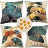 Hanrunsi Copricuscini Impermeabili Copricuscini Federe per Cuscini Lino 40x40 Copricuscini Divano Decorativi Moderni Ottanio oro Ginkgo Decor Fodere Cuscini Quadrati Foglie Di Ginkgo Biloba Set di 4 Cuscino