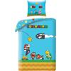 Halantex Copripiumino 140 x 200 cm + federa 100% poliestere blu Super Mario