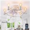 Ganeed Ventilatori da soffitto con luci e telecomando basso profilo Montaggio a filo Ventilatore stile fattoria industriale rustico Lampade E27 per camera da letto cucina isola bianco 6 luci